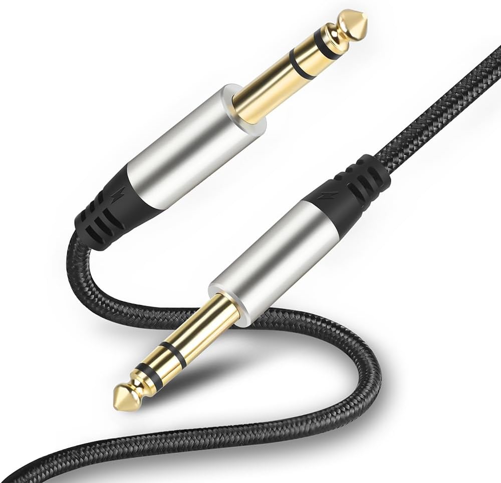 Pack of 2 TRS Instrument Cable 1/4 Inch Straight 6.35mm Male Jack Nylon Braided Studio Cord (3.3 Feet-2 Pack) - Image 2